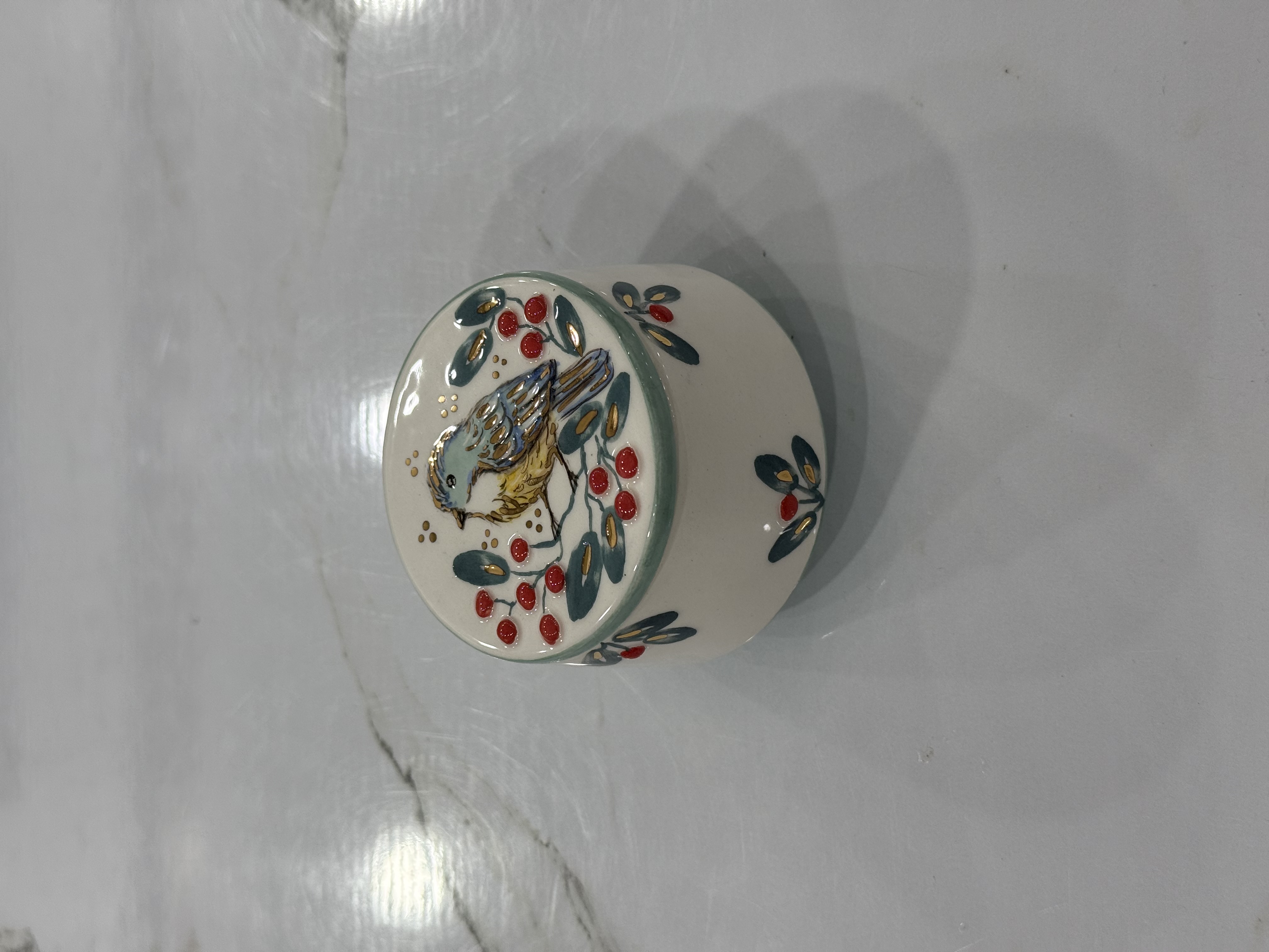 قندون سرامیک دست ساز طرح گنجشک